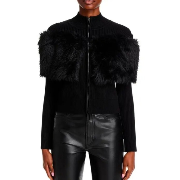 🔥Adrienne LaudauFaux Fur Mock Neck Jacket